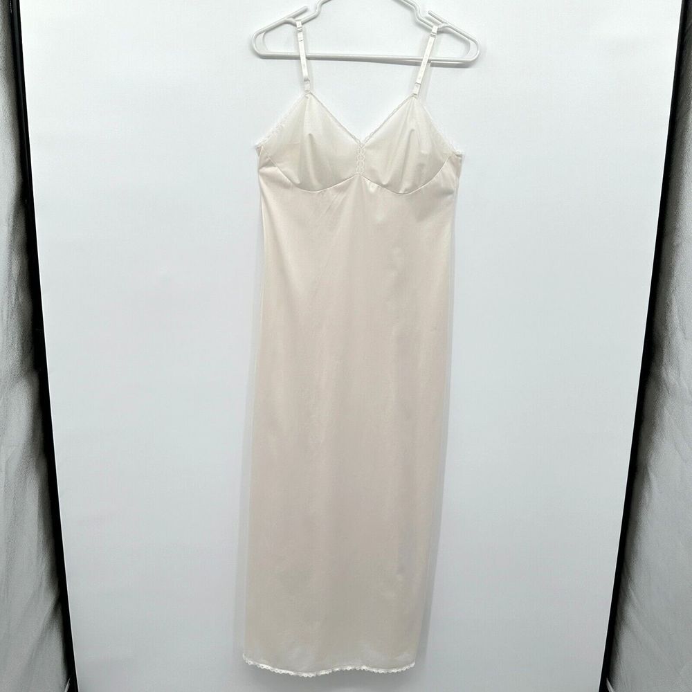 Vintage‎ Vanity Fair Slip Dress Maxi Size 36 LL Medium Side Slit Adjustable USA